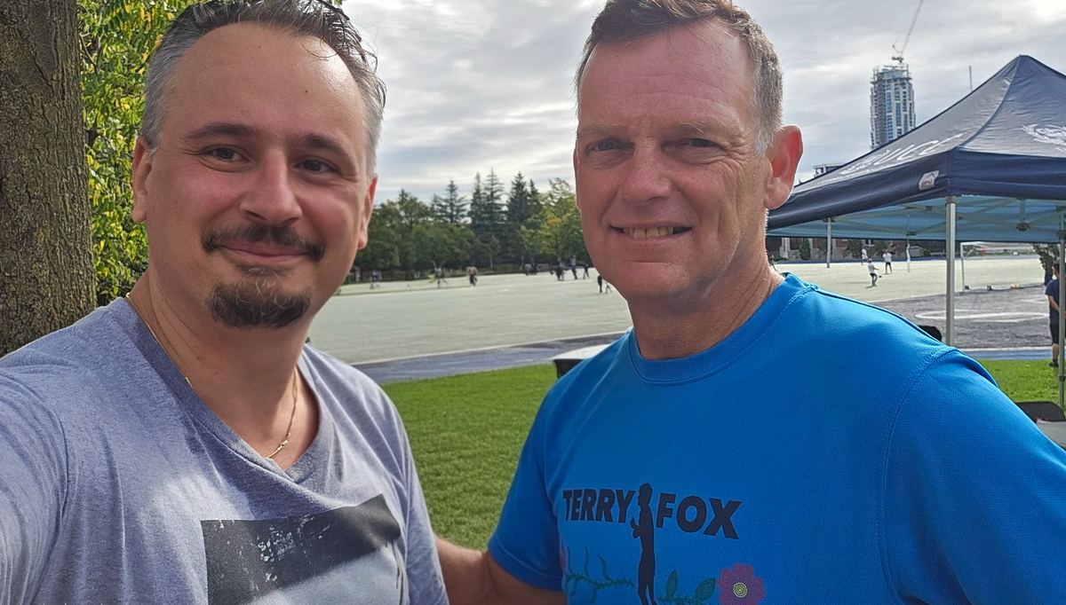 1307 Digital founder Emanuel Petrescu with Darrell Fox at the 2026 Terry Fox Run